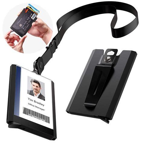 identity card holder with lanyard.